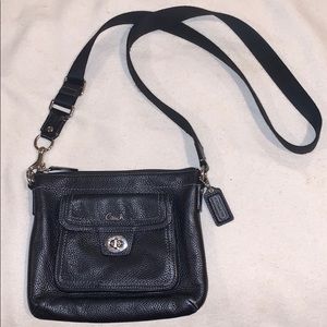 Black leather Coach crossbody